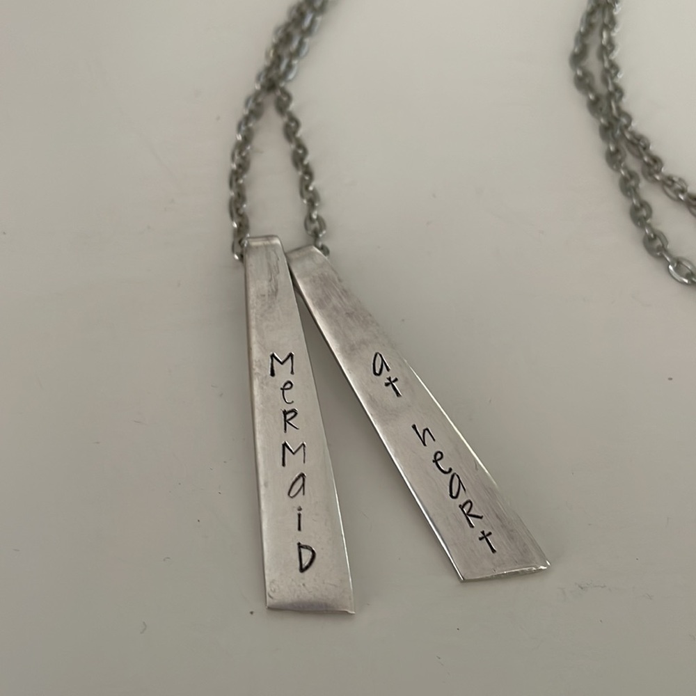 Silver Mermaid at Heart Necklace
